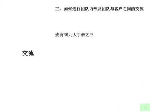 麦肯锡 著名九大手册之三