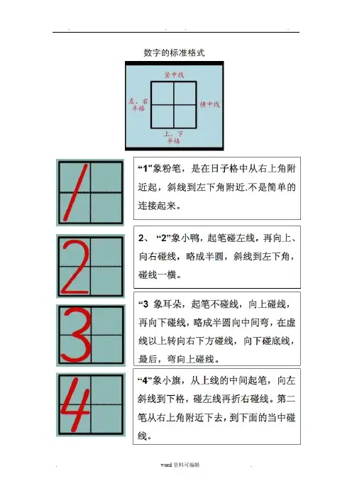 幼儿专用0_10数字书写标准格式