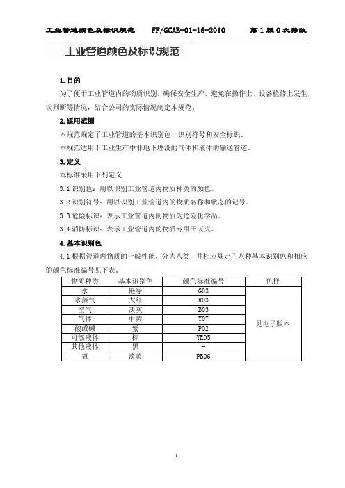 工业管道颜色及标识规范 2