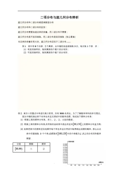 二项分布与超几何分布区别