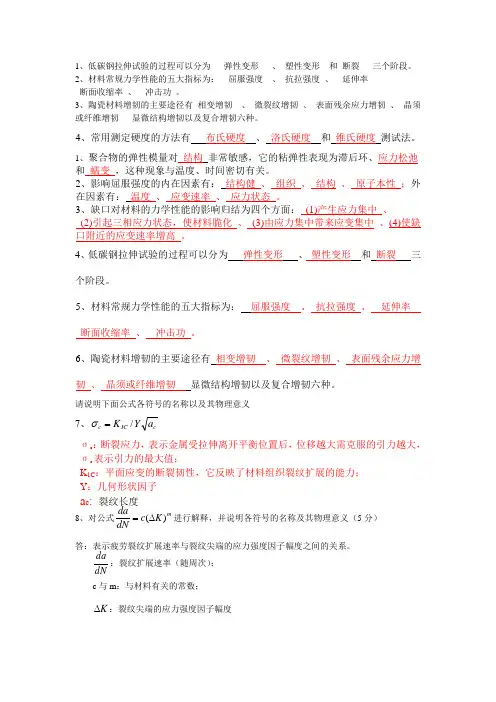 材料力学性能知识要点