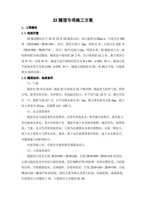 削竹式洞门隧道施工专项方案(新奥法 钻爆设计)