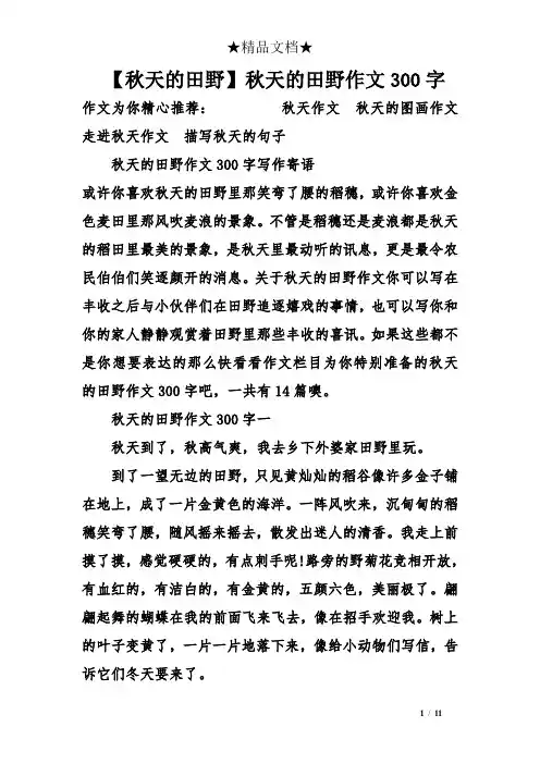 【秋天的田野】秋天的田野作文300字