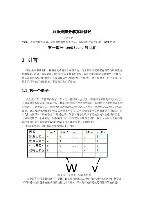 非负矩阵分解算法概述之Lee&Seung的世界