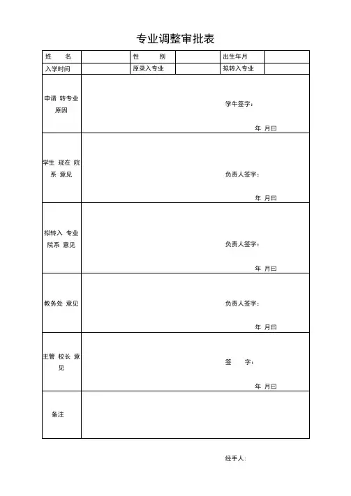专业调整审批表