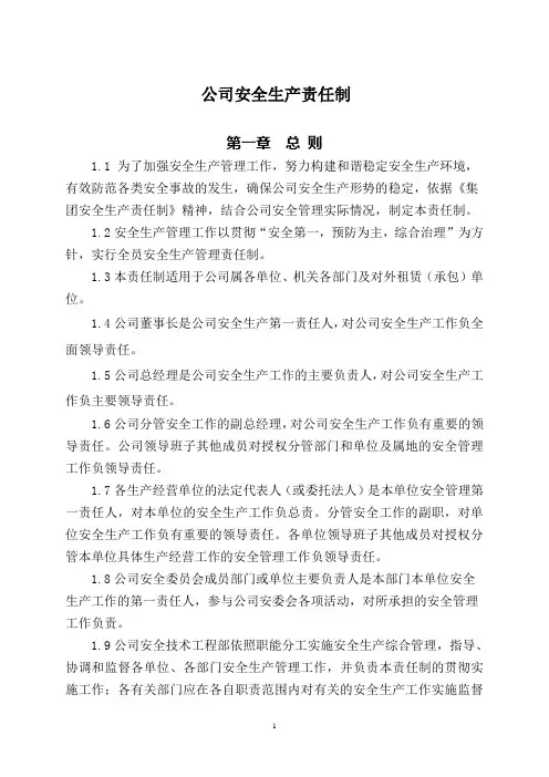 公司安全生产责任制