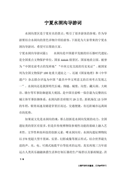 宁夏水洞沟导游词_导游词