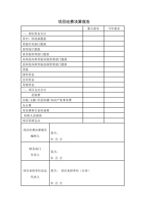 项目经费决算报告 2