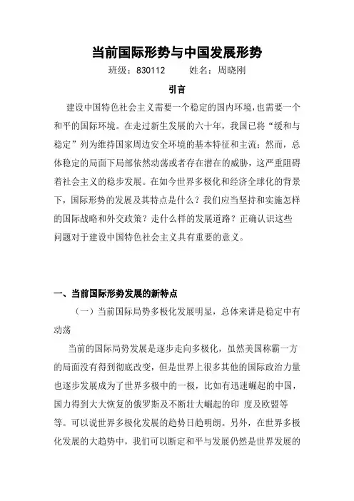 当前国际形势发展的新特点及中国应对策略