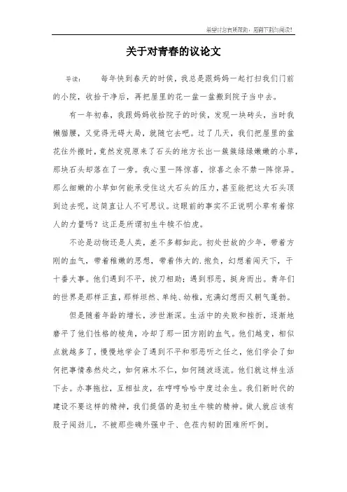 关于对青春的议论文