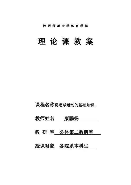 体育理论课教案(羽毛球)
