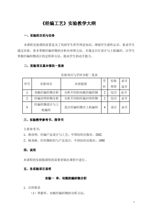 经编工艺试验教学大纲