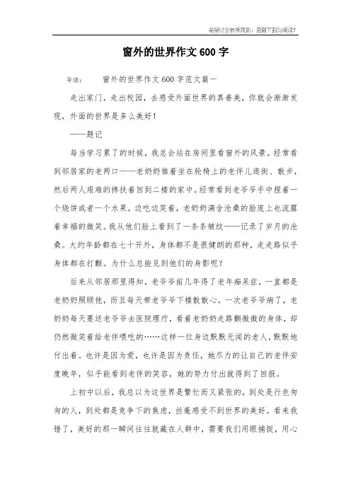 窗外的世界作文600字