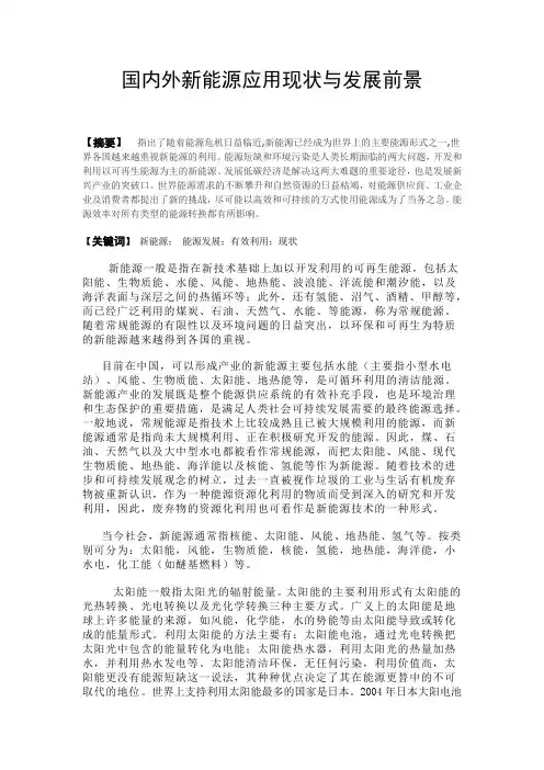 国内外新能源发展前景