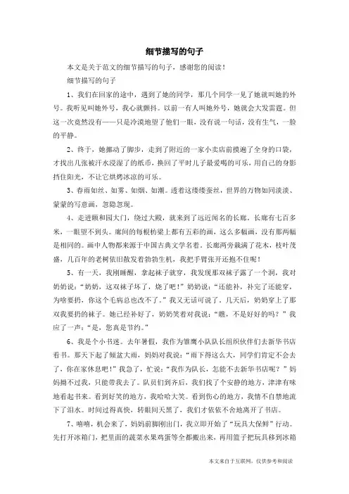 细节描写的句子_范文