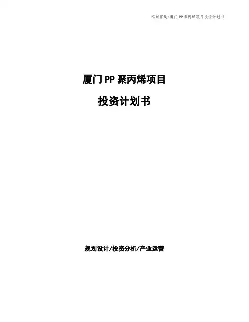 厦门PP聚丙烯项目投资计划书