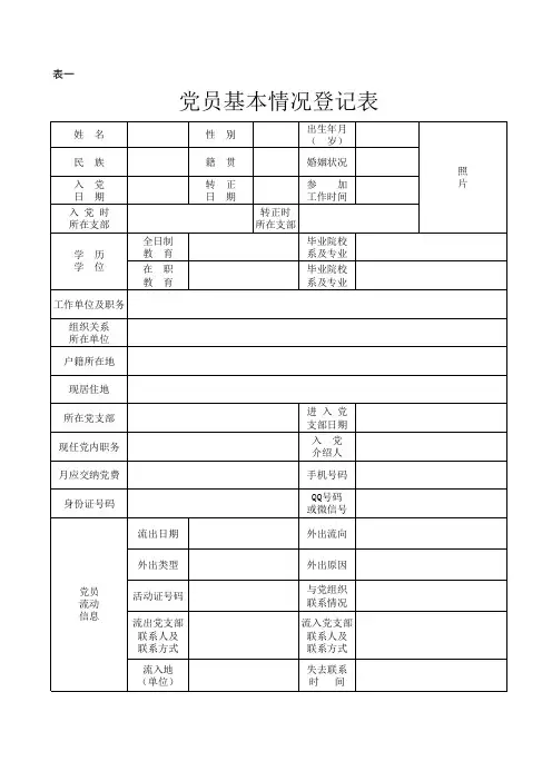 党员基本情况登记表