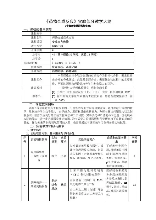 药物合成实验