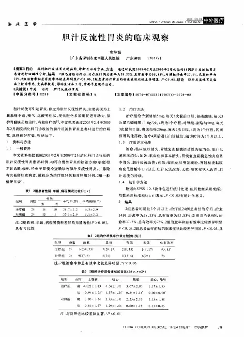 胆汁反流性胃炎的临床观察