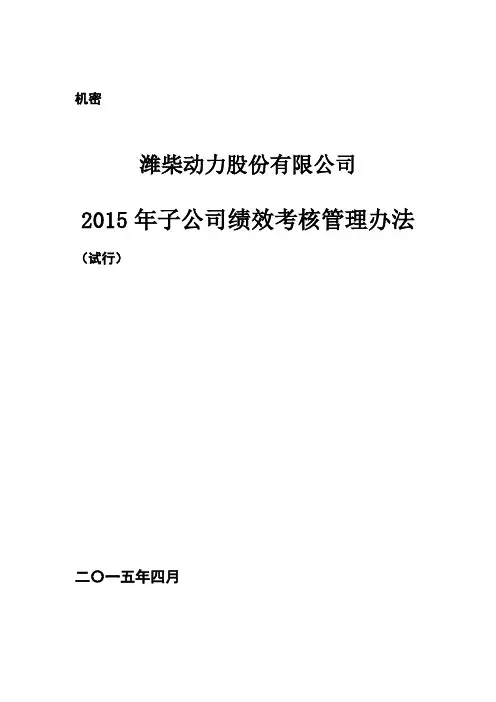 2015年子公司绩效考核管理办法