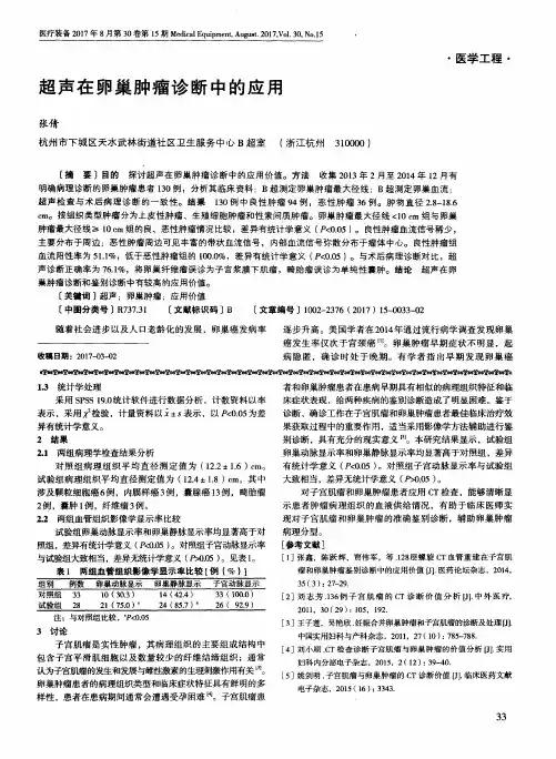 超声在卵巢肿瘤诊断中的应用