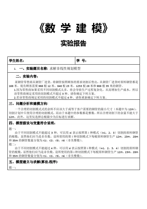 求解非线性规划模型