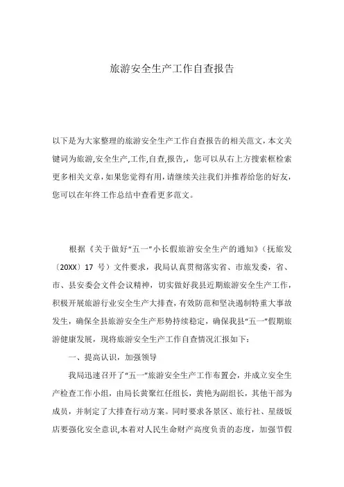 旅游安全生产工作自查报告