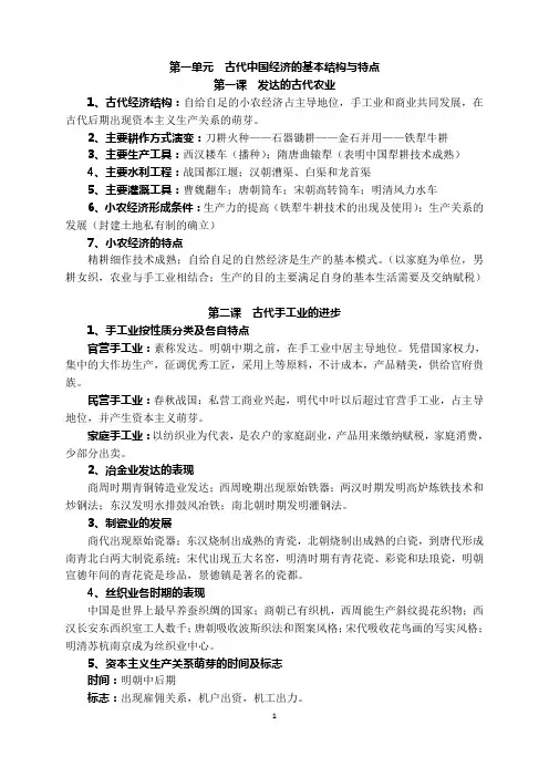 高中历史必修2知识点复习总结