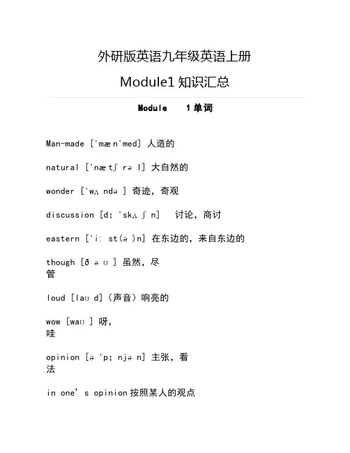 外研版英语九年级英语上册Module1知识汇总