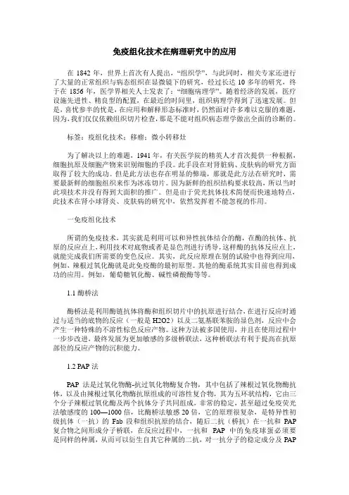 免疫组化技术在病理研究中的应用