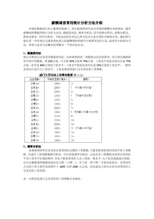 薪酬调查常用统计分析方法