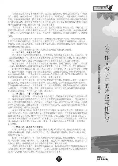 小学作文教学中的片段写作指导