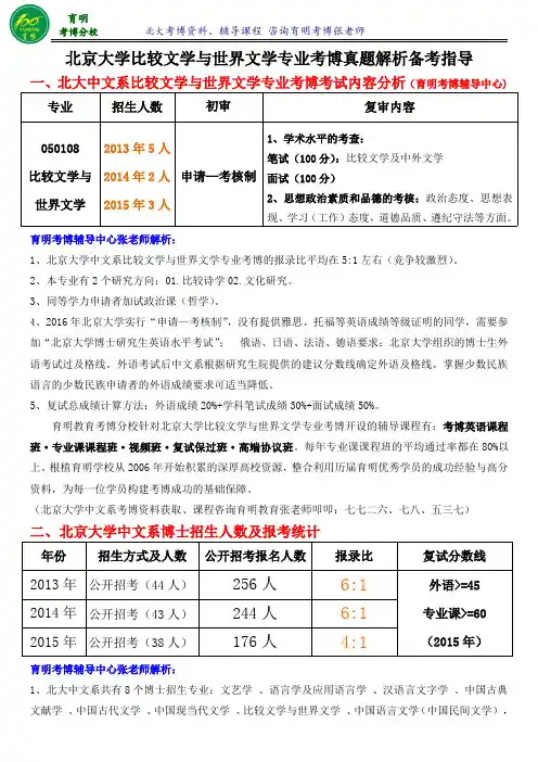北大比较文学与世界文学专业考博真题参考书-育明考研考博