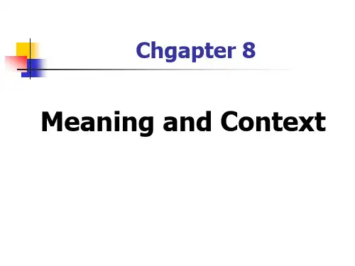 现代英语词汇学概论8 Meaning and Context