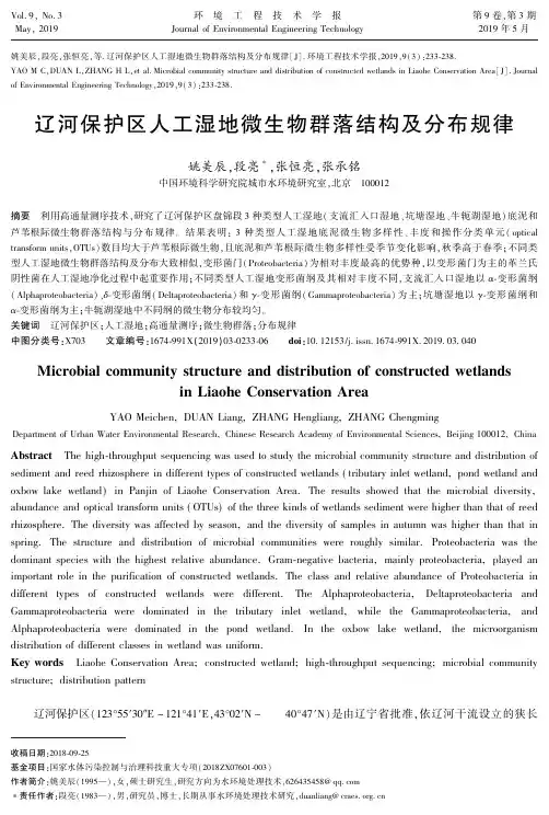 辽河保护区人工湿地微生物群落结构及分布规律