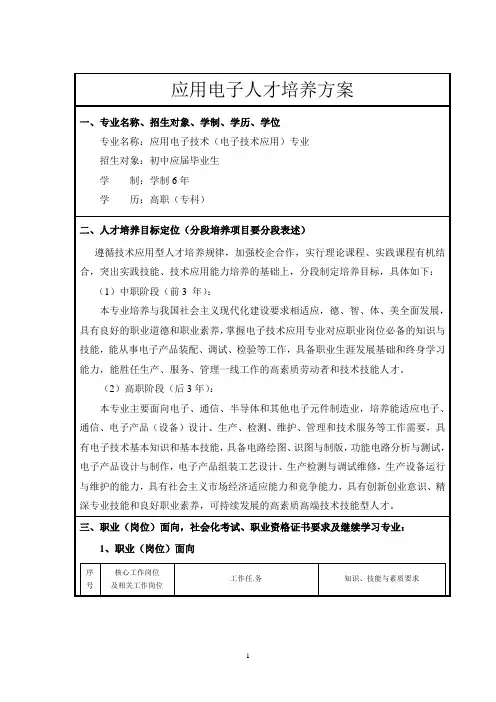 应用电子人才培养方案