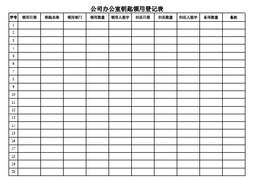 公司钥匙管理记录表