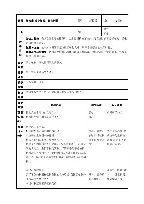 第六章爱护植被绿化祖国