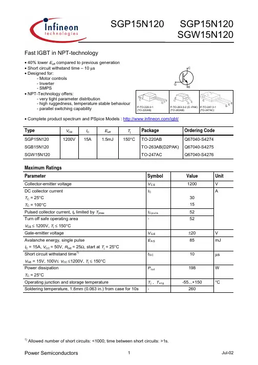 SGW15N120中文资料