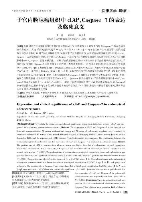 子宫内膜腺癌组织中cIAP、Caspase7的表达及临床意义