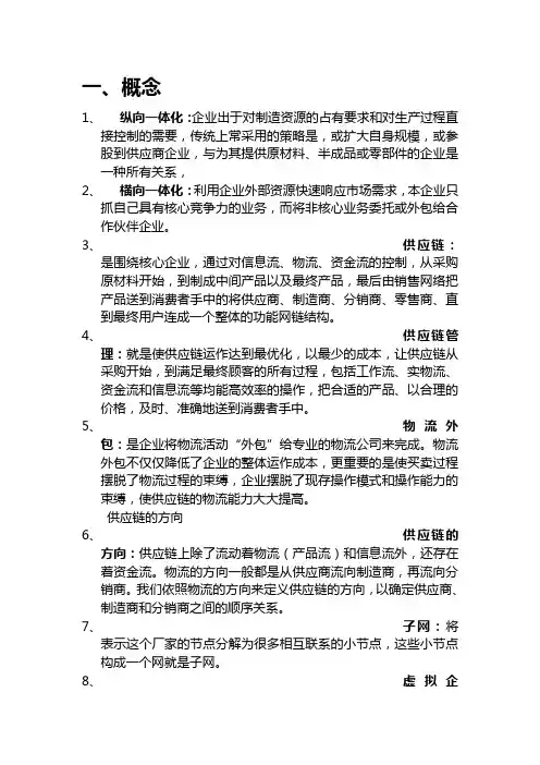 供应链管理考点整理