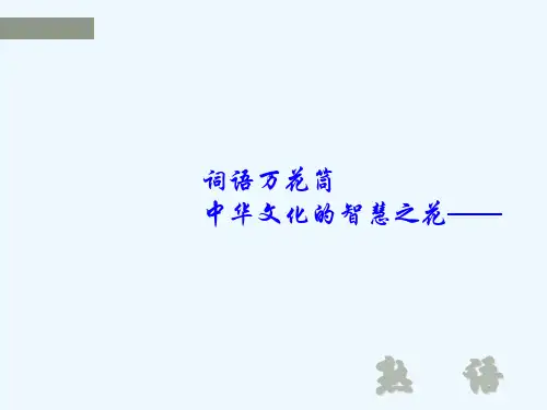 《词语万花筒》之“中华文化的智慧之花——熟语”