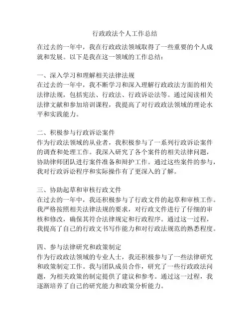 行政政法个人工作总结