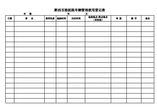 车辆使用情况登记表