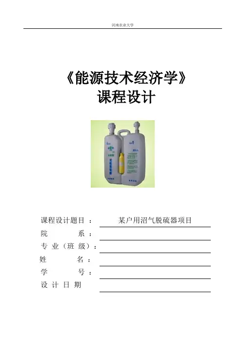 能源技术经济学课程设计