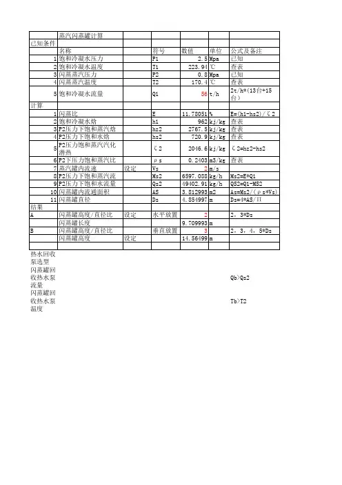 闪蒸罐计算