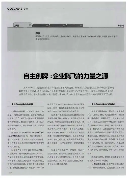 自主创牌：企业腾飞的力量之源