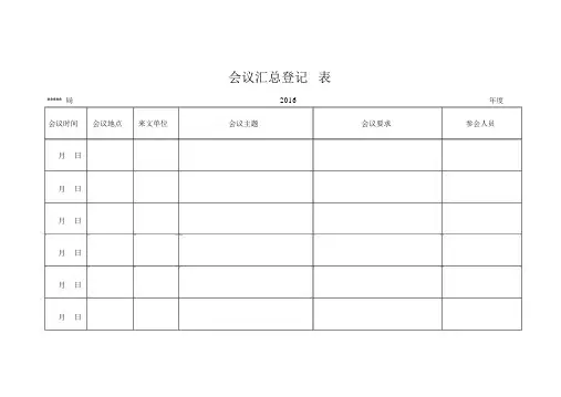 会议汇总登记表