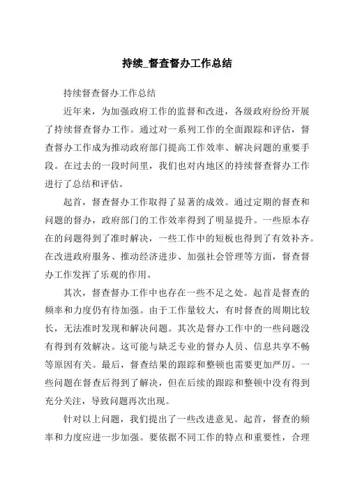 持续_督查督办工作总结