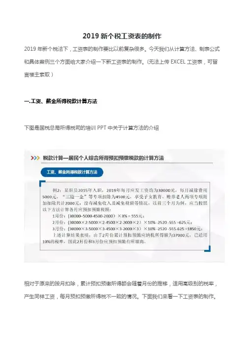 2019新个税工资表制作